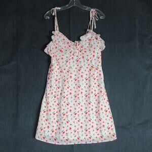 A Love Like You Dress Womens Large White Floral Ruffle Tie Strap Cottage Garden